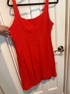 NWT A New Day Red Linen blend fit ‘n flare Women’s Tank Top Dress 16